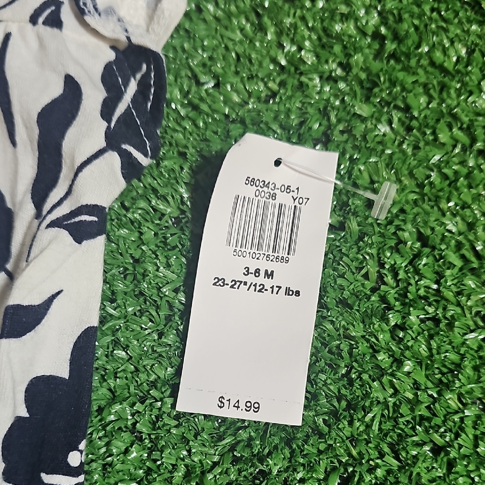 Old Navy Black and White Floral Baby Girl One Piece - Picture 2 of 5